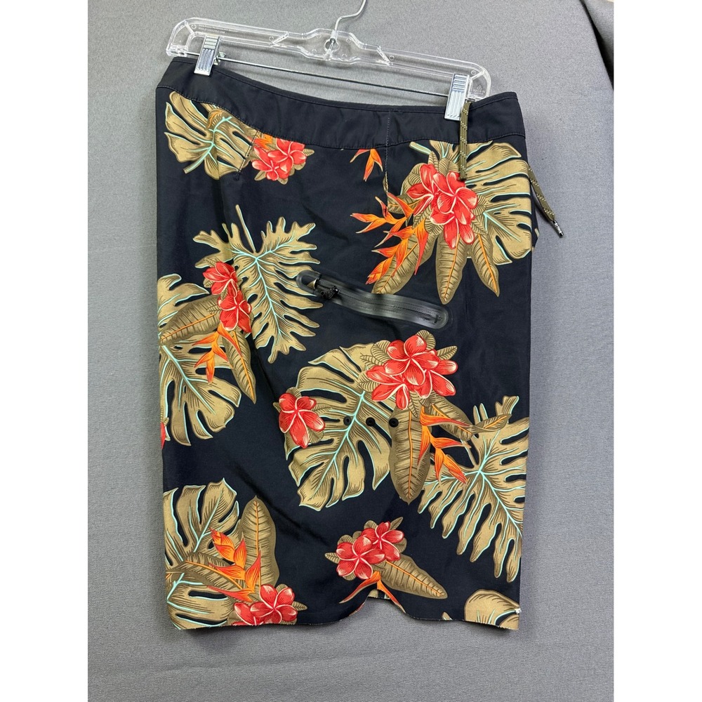 Dakine Men Tropical Floral Board‎ Shorts Black Monstera Leaf Swim Trunks Size 38